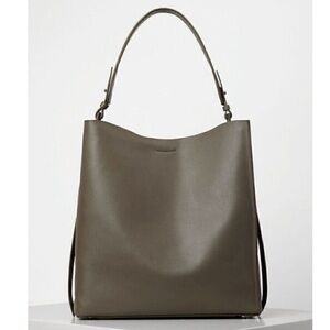 All Saints Gray Smooth Leather North South Tote